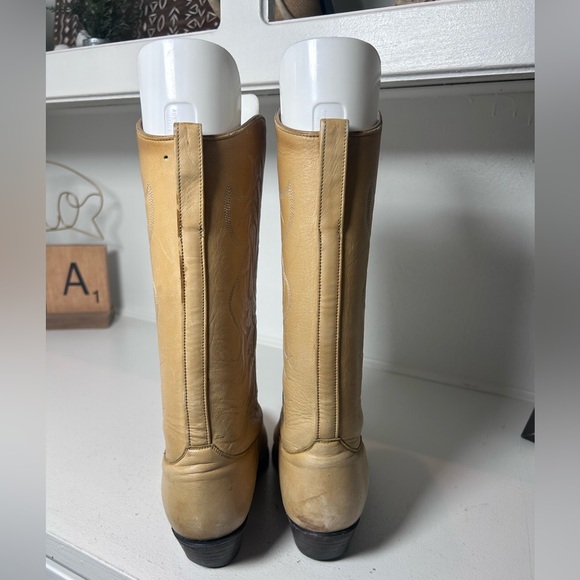 Vintage Tony Lama Women’s Western Cowboy Boots Size 7M Tan Leather USA Made - Picture 5 of 7